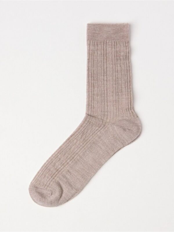 Cable-knit merino wool blend socks - 8452518-2513