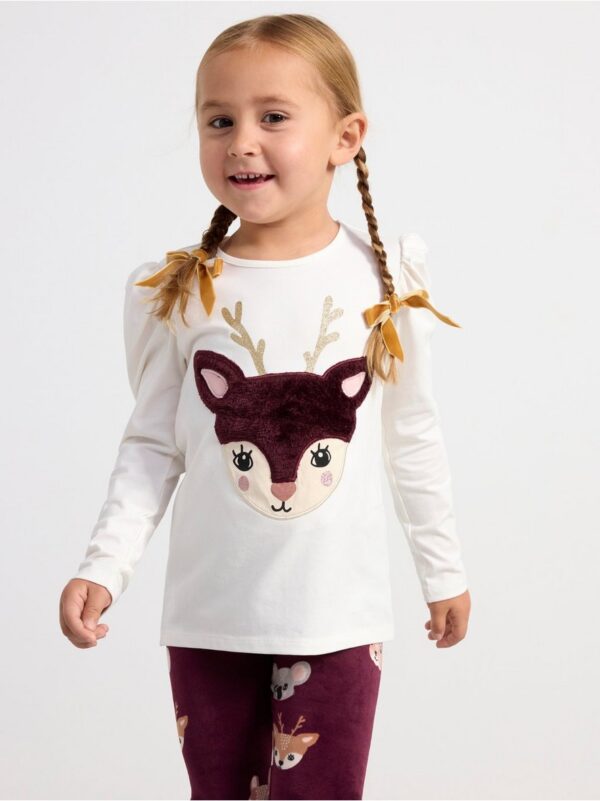 Long sleeve top with animal application - 8636624-325