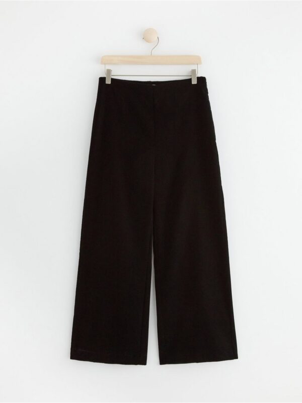 LYKKE Wide high waist cropped velvet trousers - 8640268-80
