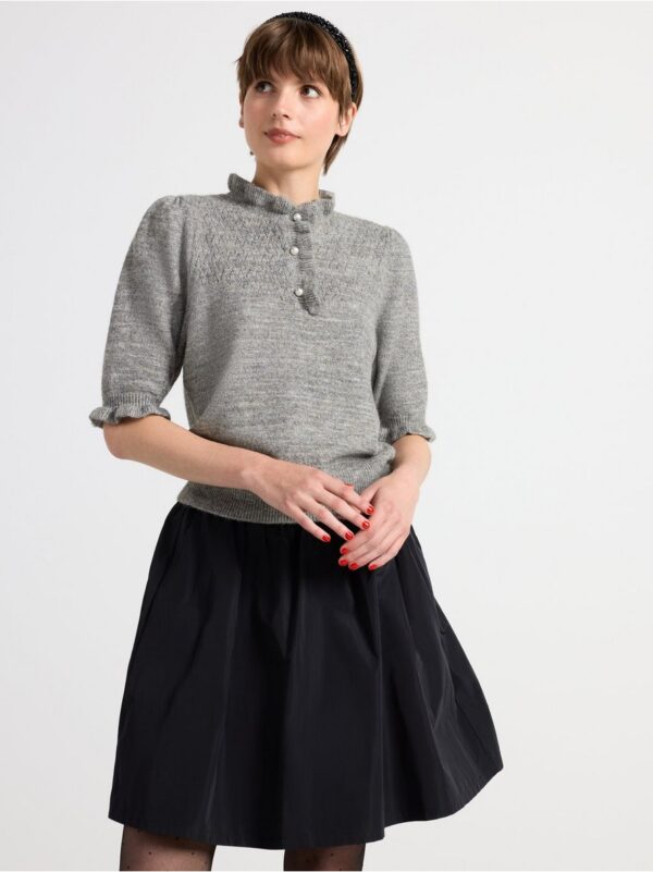 Knitted jumper with frill collar and beautiful metallic-shimmering yarn - 8662567-145