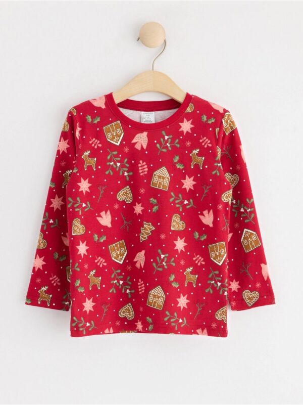 Long sleeve top with gingerbread - 8674782-7395