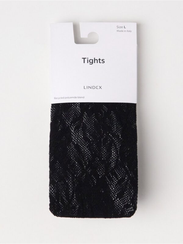 Tights in mesh with flowers - 8649683-80