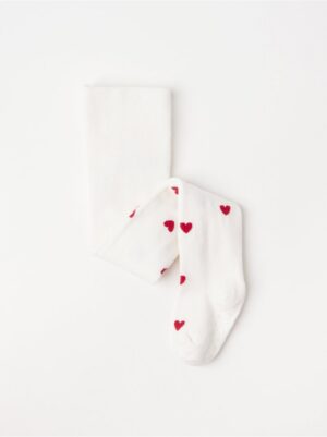 Fine-knit tights with hearts - 8655387-325