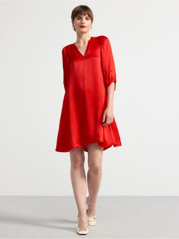Mini dress with puff sleeves - 8661632-5377