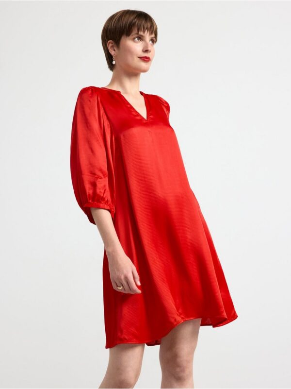 Mini dress with puff sleeves - 8661632-5377