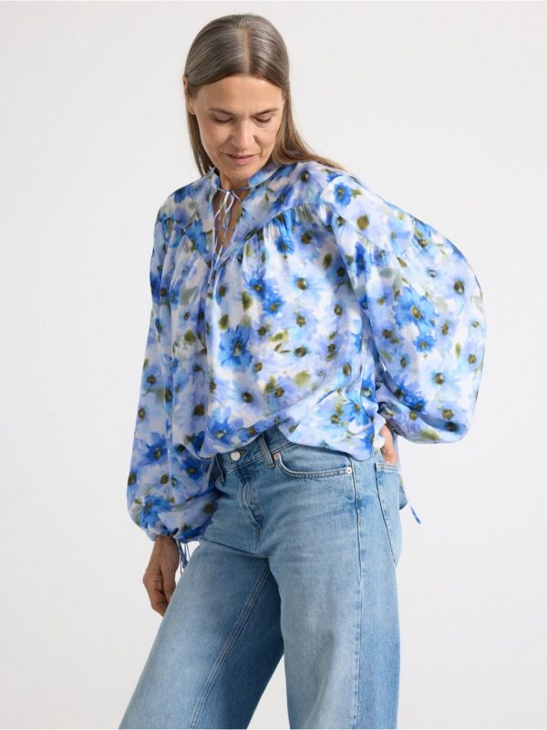 Patterned long sleeve blouse - 3000070-9614