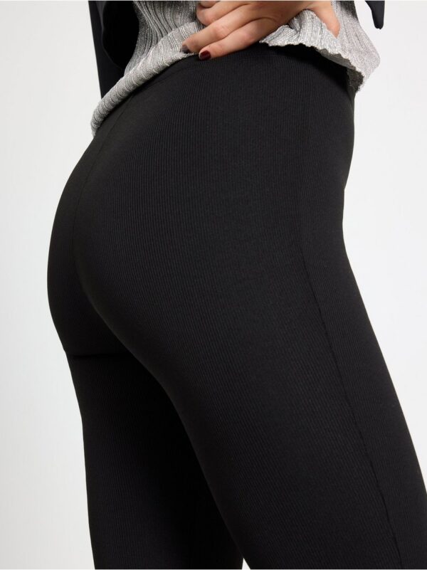 Ribbed leggings with brushed inside - 3000148-80