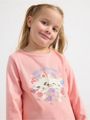Long sleeve top with cats - 3000329-7723