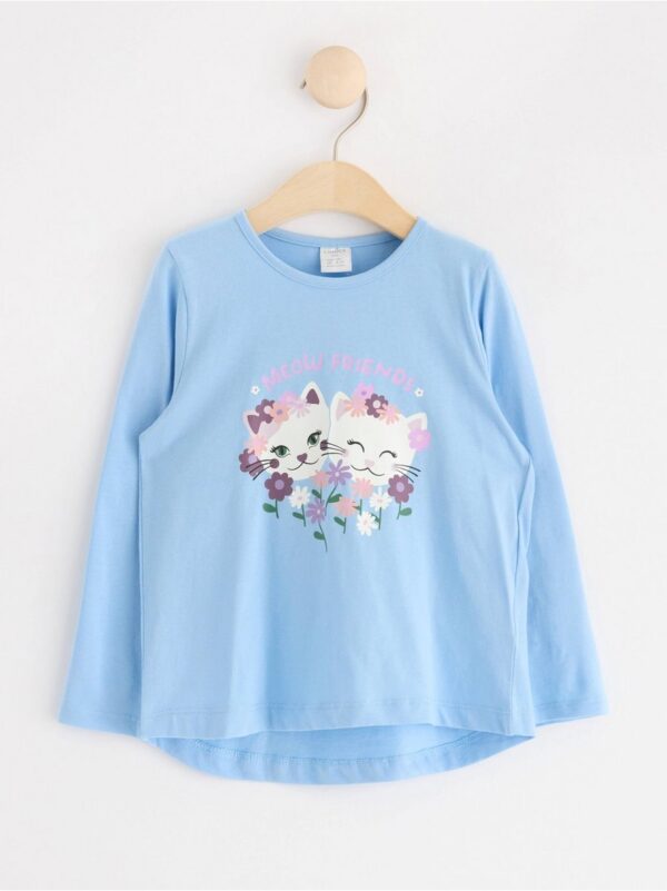 Long sleeve top with cats - 3000329-8838