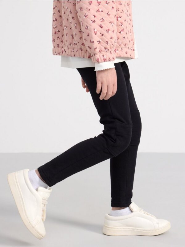Leggings with knee patches and brushed inside - 7403605-80