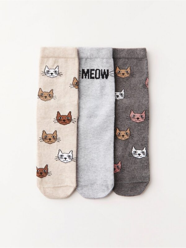 3-pack socks with cats - 8021894-7197