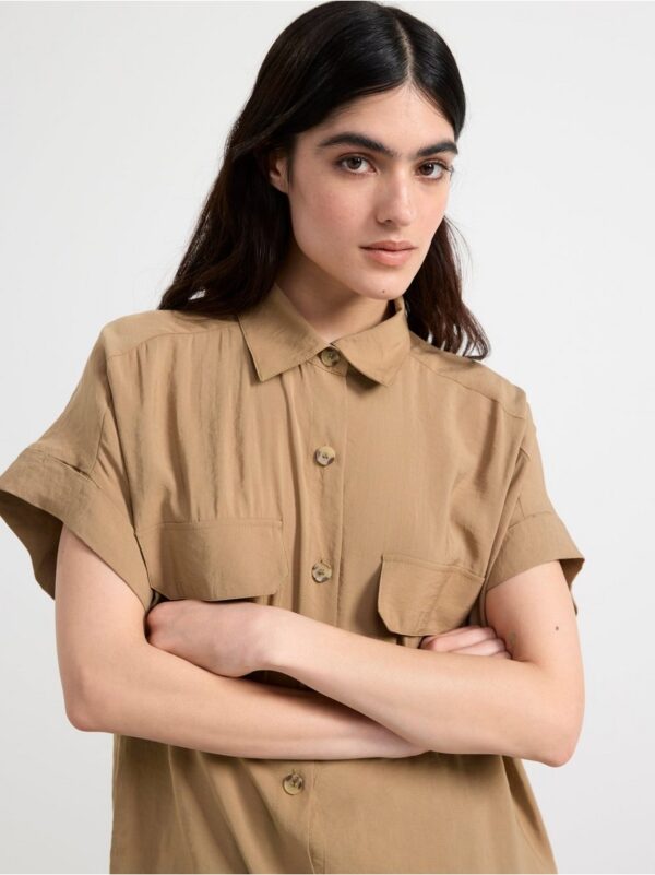 Short sleeve blouse with pockets - 8598320-5895