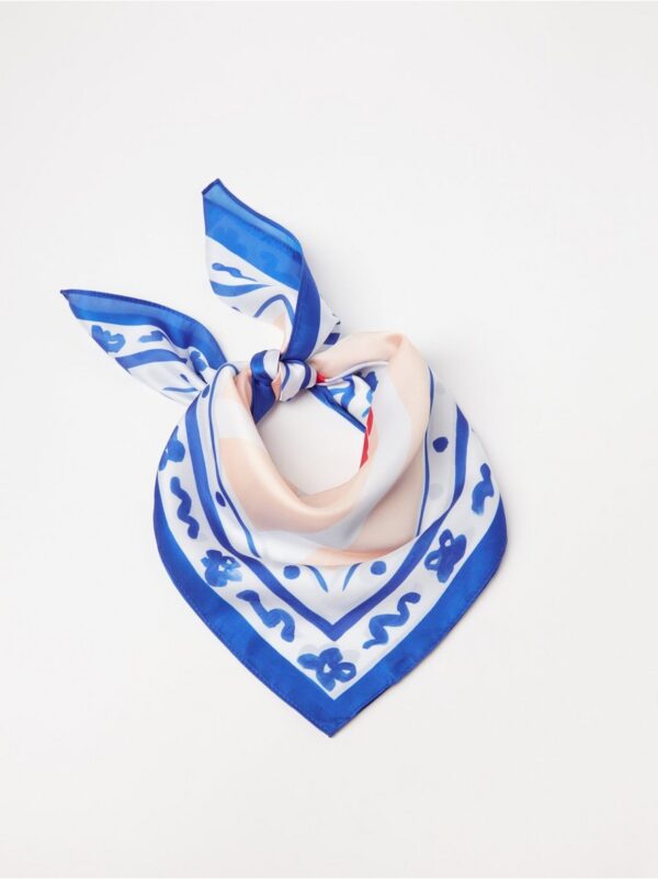 Patterned satin scarf - 8695051-800