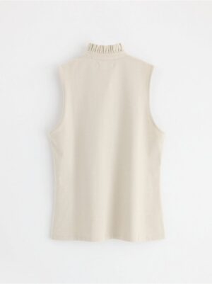 Sleeveless top with frill collar - 8557814-7704