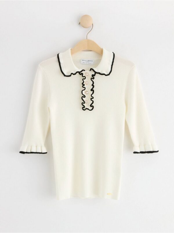 Ribbed top with frills - 8677125-7488