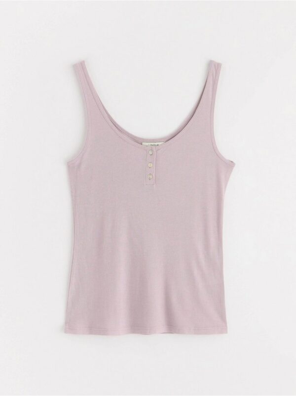 Ribbed tank top with button placket - 8543707-5530