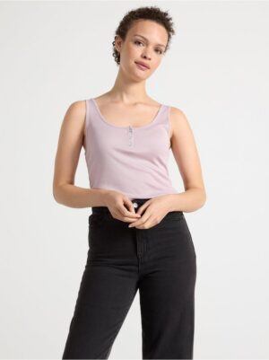 Ribbed tank top with button placket - 8543707-5530