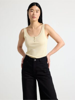 Ribbed tank top with button placket - 8543707-5571