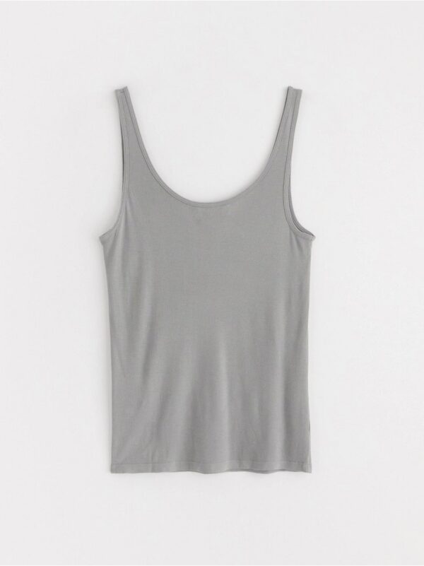 Ribbed tank top with button placket - 8543707-6498
