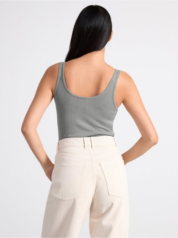 Ribbed tank top with button placket - 8543707-6498