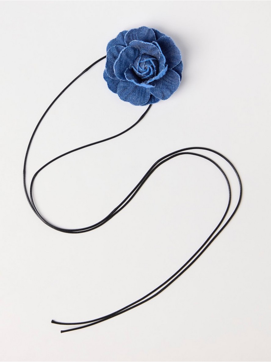 Traka za kosu – Flower in denim with tie band