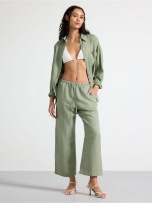 BELLA Straight cropped trousers in linen blend - 3000499-5601