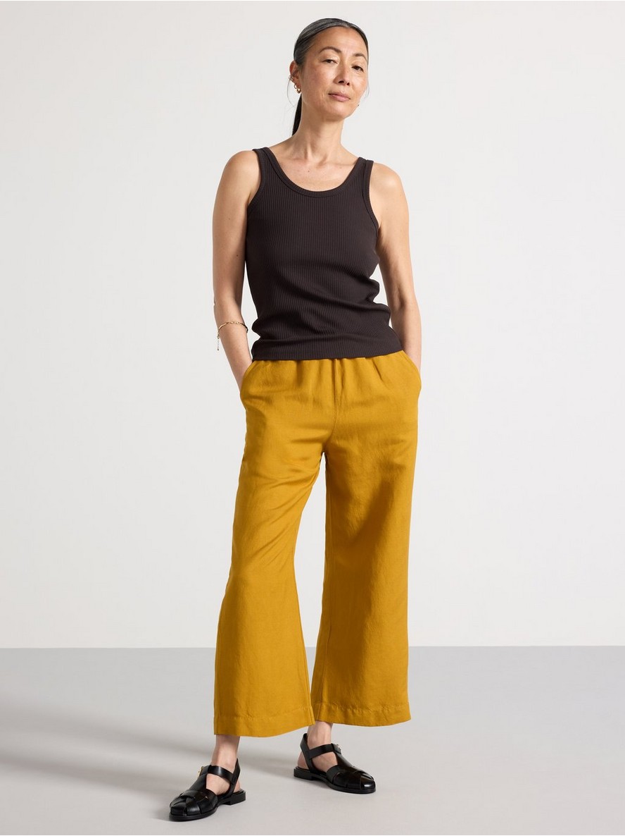 Pantalone – BELLA Straight cropped trousers in linen blend