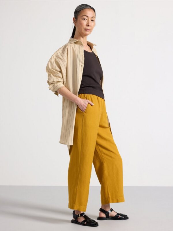 BELLA Straight cropped trousers in linen blend - 3000499-5954