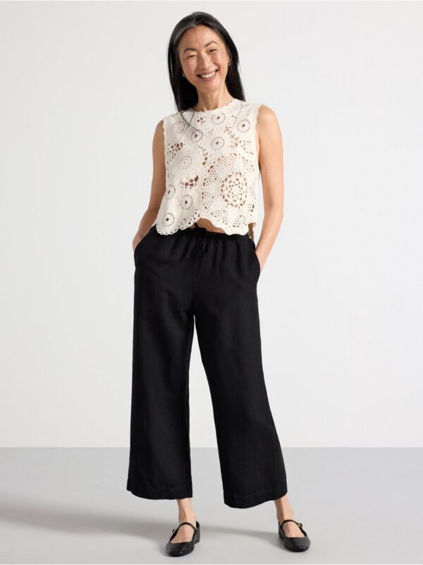 BELLA Straight cropped trousers in linen blend - 3000499-80