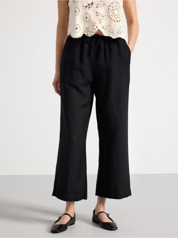 BELLA Straight cropped trousers in linen blend - 3000499-80