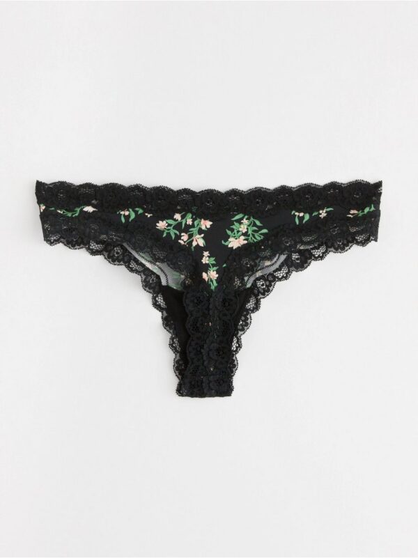 Thong with lace details - 8703783-80