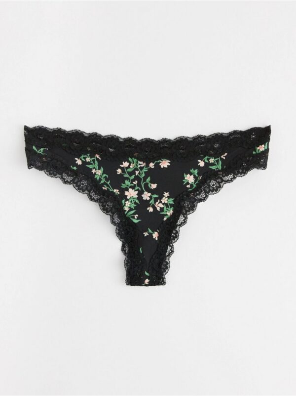 Thong with lace details - 8703783-80