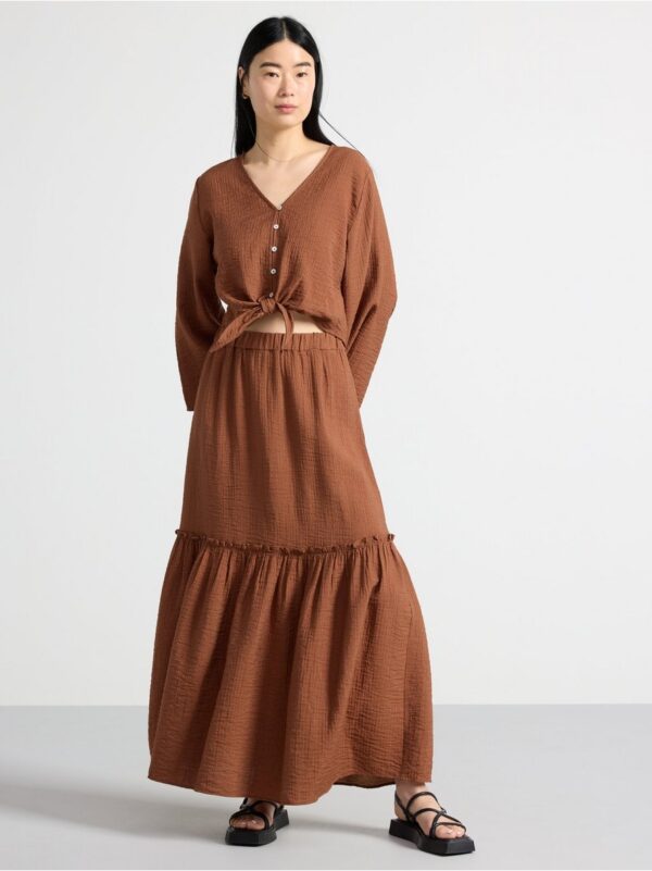 Blouse with tie knot detail - 3001020-3022