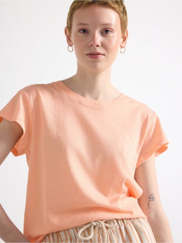 Short sleeve top in linen blend - 3001407-473