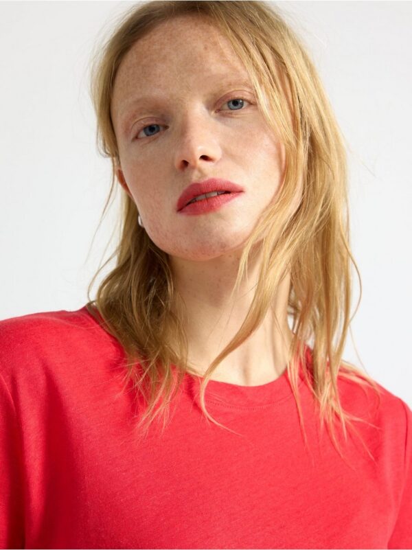 Short sleeve top in linen blend - 3001407-7855