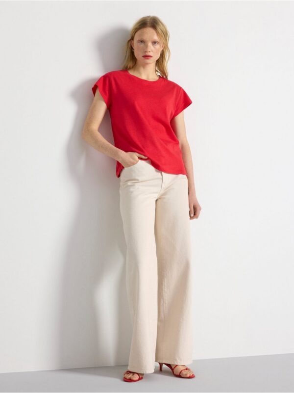 Short sleeve top in linen blend - 3001407-7855