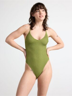 Crinkled swimsuit with high leg cut - 8633312-8597