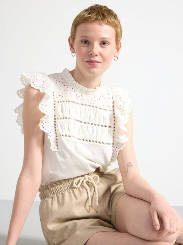 Top with broderie anglaise - 3001159-300