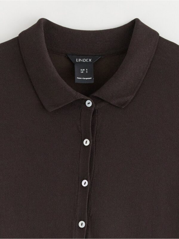 Fine-knitted top with collar - 3001493-8117