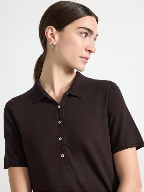 Fine-knitted top with collar - 3001493-8117