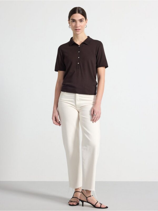 Fine-knitted top with collar - 3001493-8117