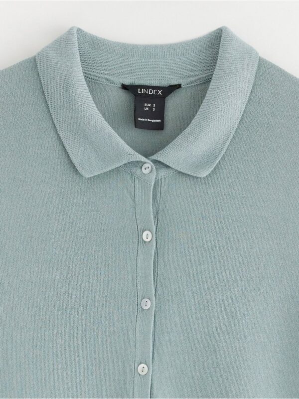 Fine-knitted top with collar - 3001493-8707