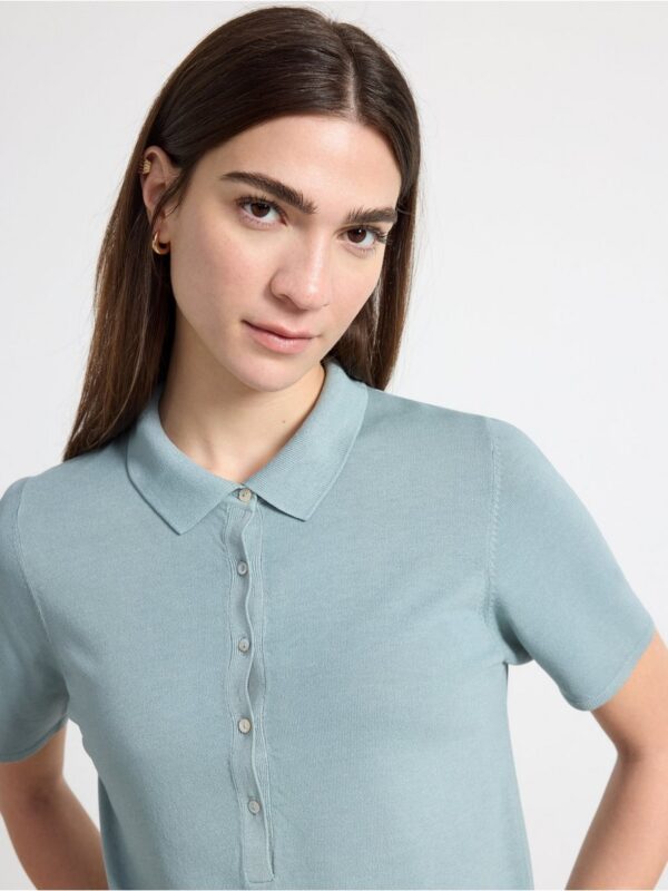 Fine-knitted top with collar - 3001493-8707
