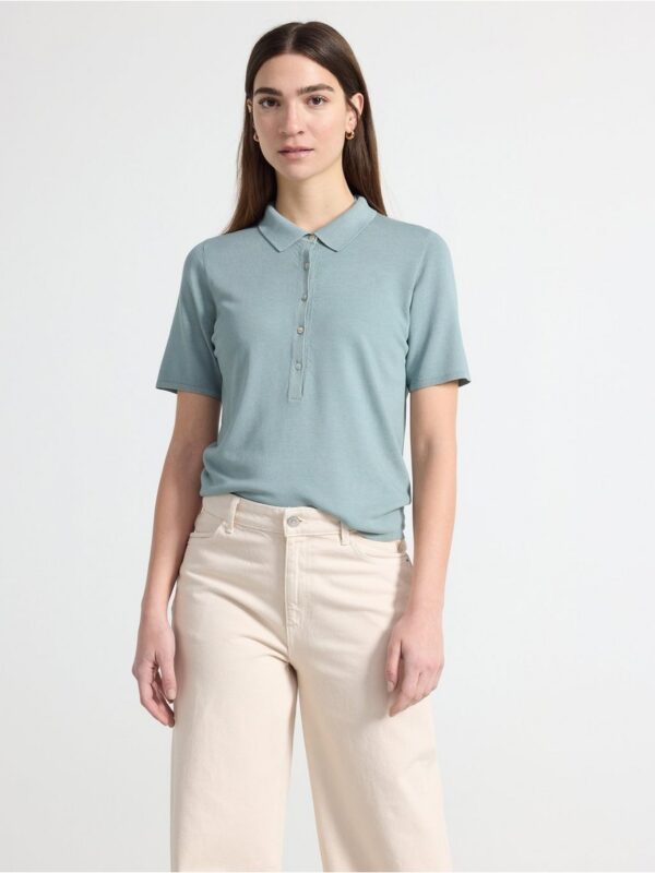 Fine-knitted top with collar - 3001493-8707