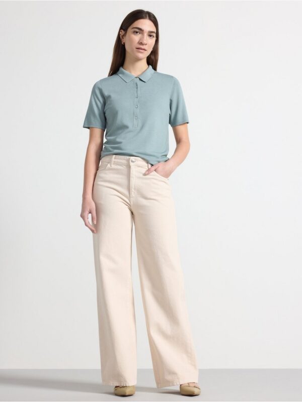 Fine-knitted top with collar - 3001493-8707
