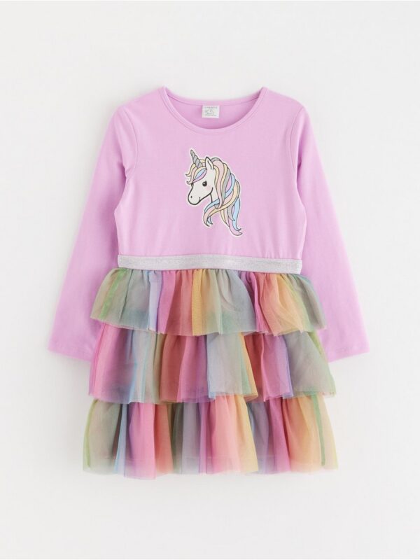 Long-sleeved flounce dress - 3001947-9857