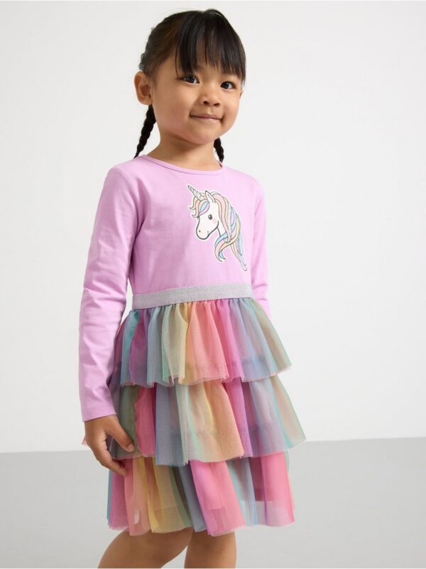 Long-sleeved flounce dress - 3001947-9857