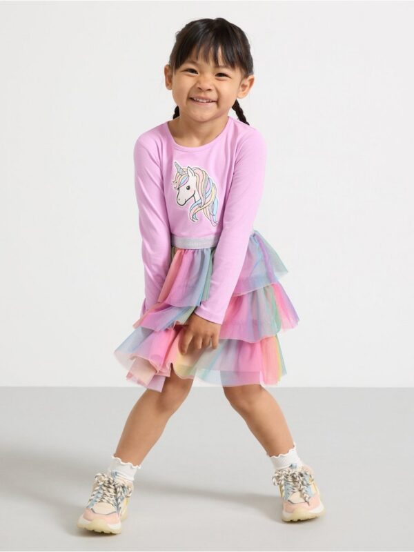 Long-sleeved flounce dress - 3001947-9857