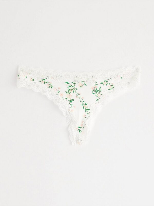 Thong with lace details - 8703783-70