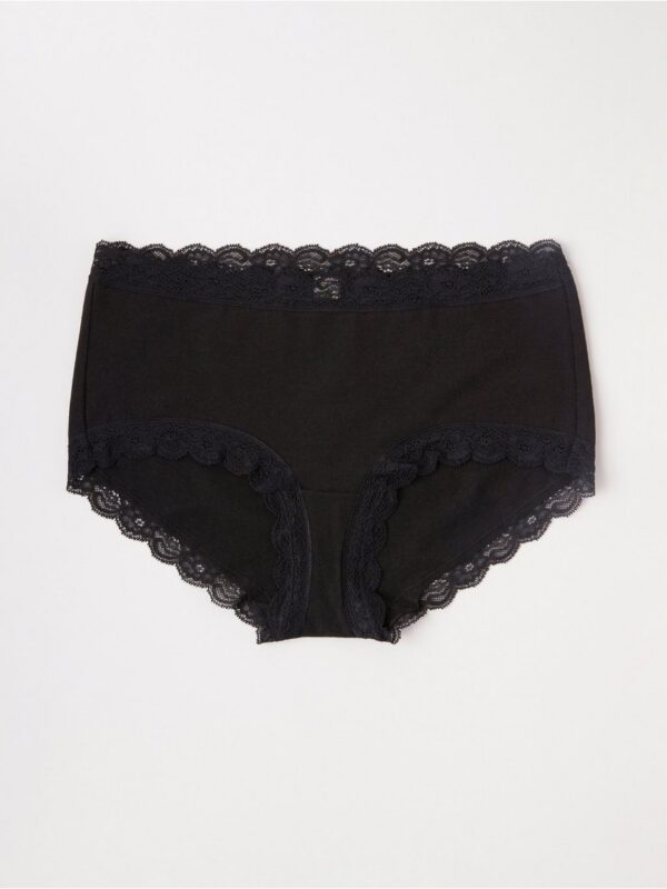 Regular waist brief with lace trim - 3001929-80